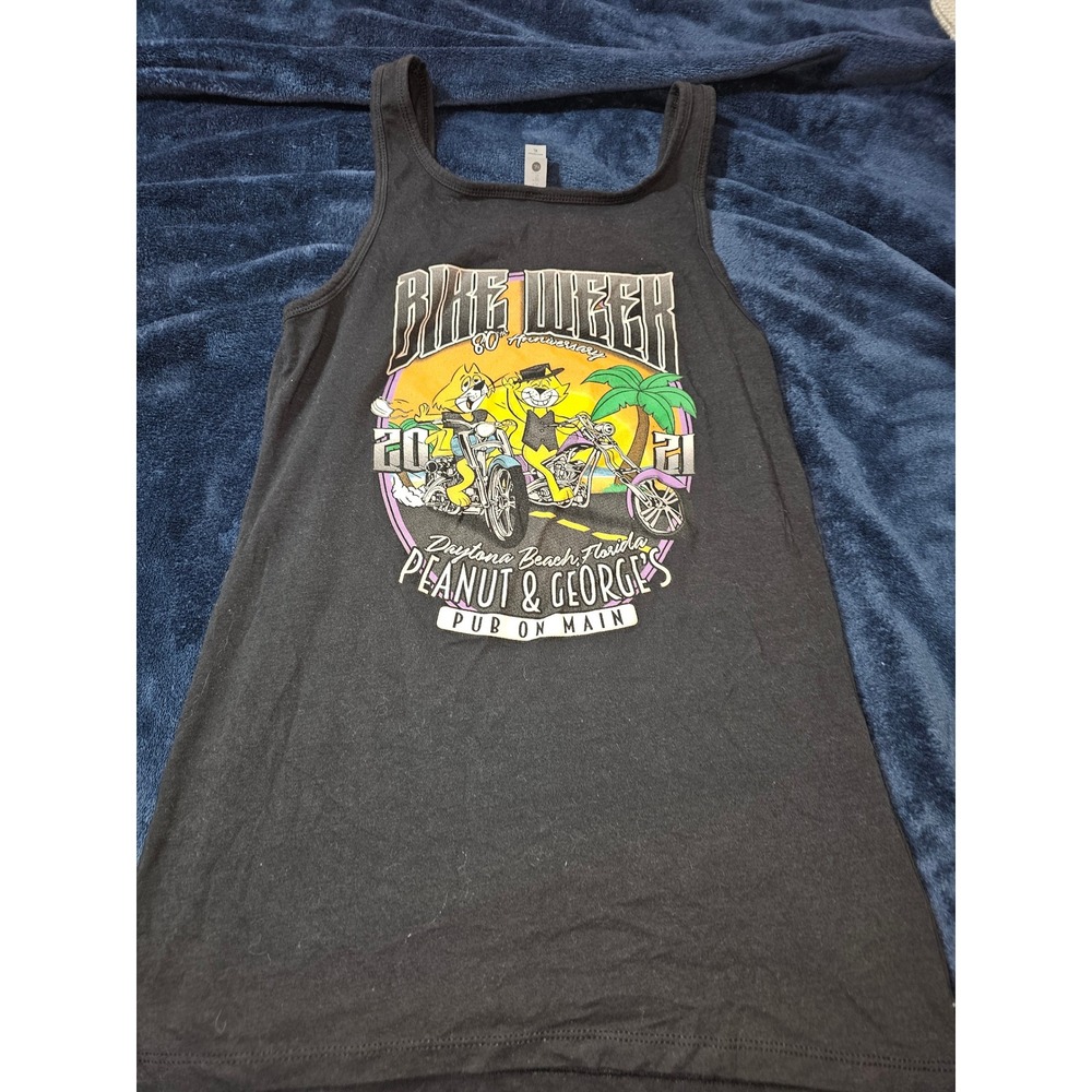 Next Level Bike Week 2021 Daytona Beach Peanut & Georges Pub Tank Top XL Black